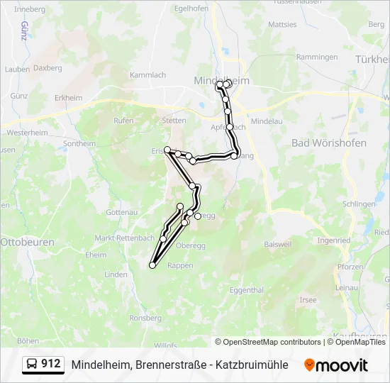 Автобус 912: карта маршрута