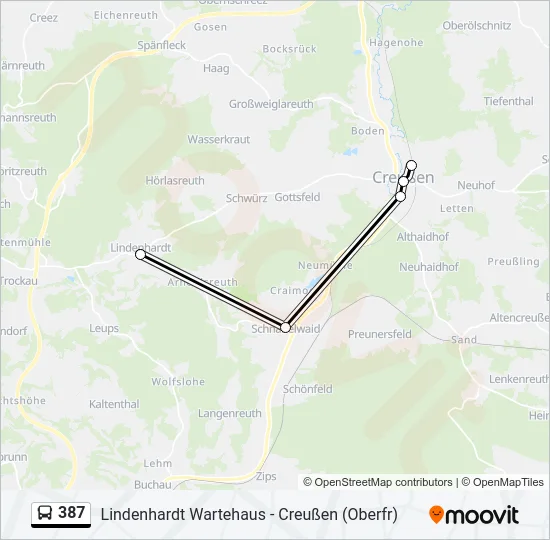 387 Bus Line Map