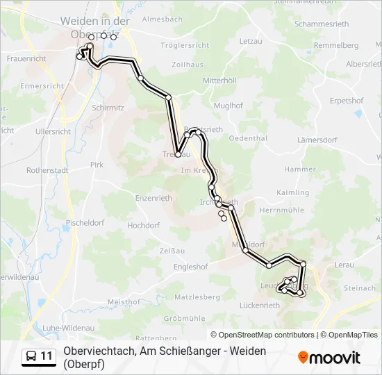 Автобус 11: карта маршрута