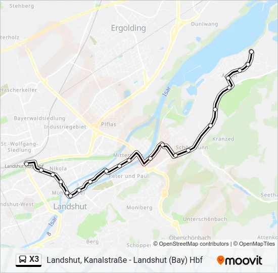 X3 Bus Line Map