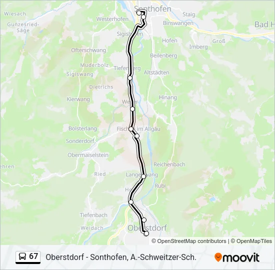 67 Bus Line Map