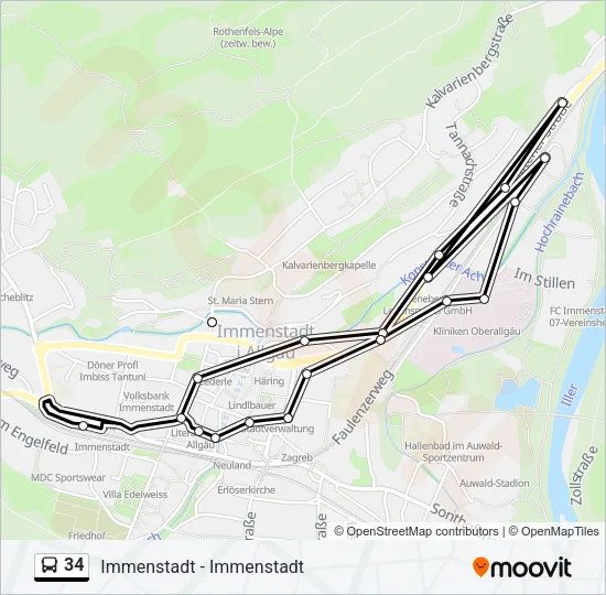 34 Bus Line Map