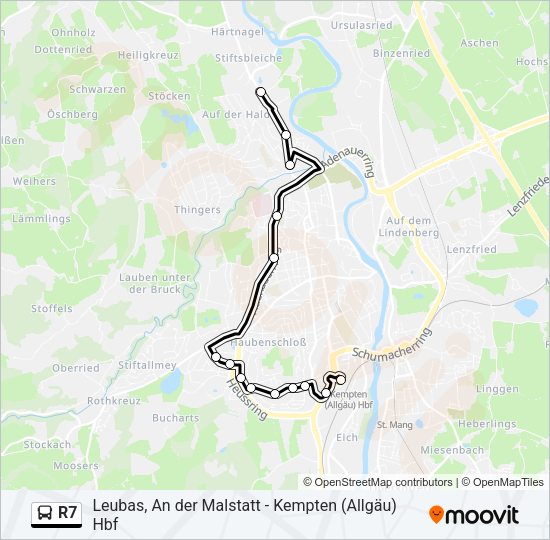 Автобус R7: карта маршрута
