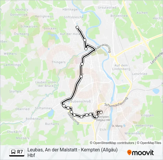Автобус R7: карта маршрута