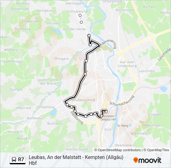 Автобус R7: карта маршрута