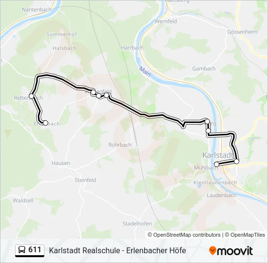 611 Bus Line Map