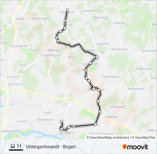 Автобус 11: карта маршрута