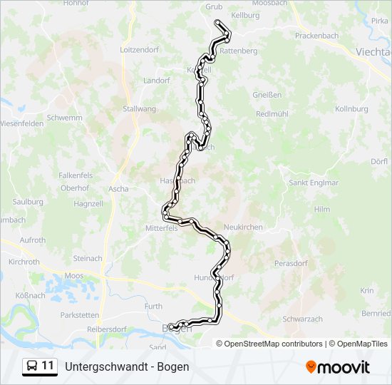 Автобус 11: карта маршрута
