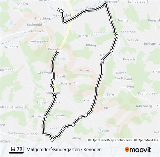 Автобус 70: карта маршрута
