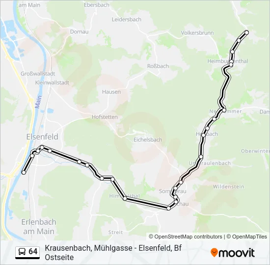 Автобус 64: карта маршрута
