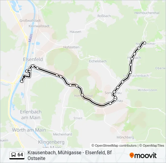 Автобус 64: карта маршрута