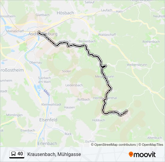 Автобус 40: карта маршрута