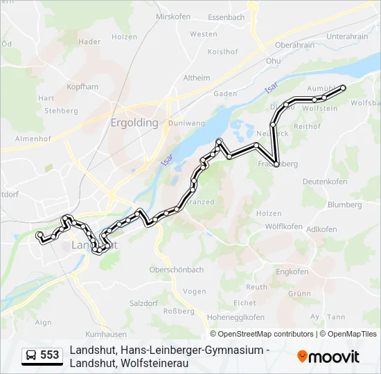 553 Bus Line Map