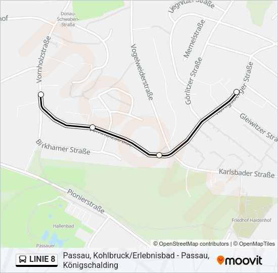 Автобус LINIE 8: карта маршрута