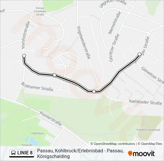 LINIE 8 Bus Line Map