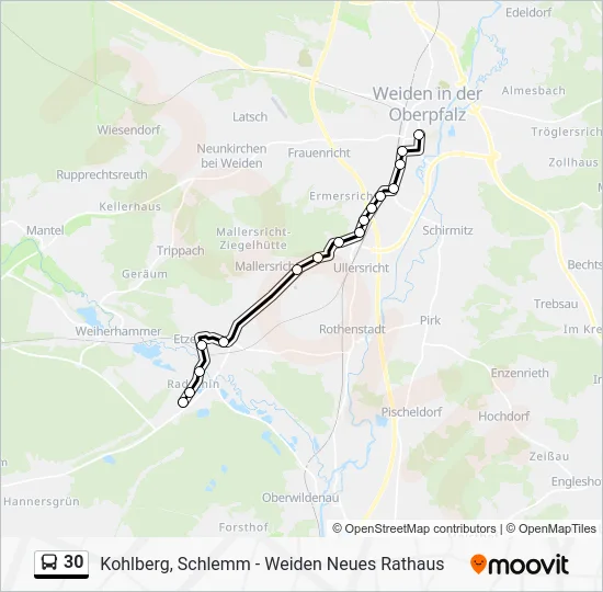 Автобус 30: карта маршрута