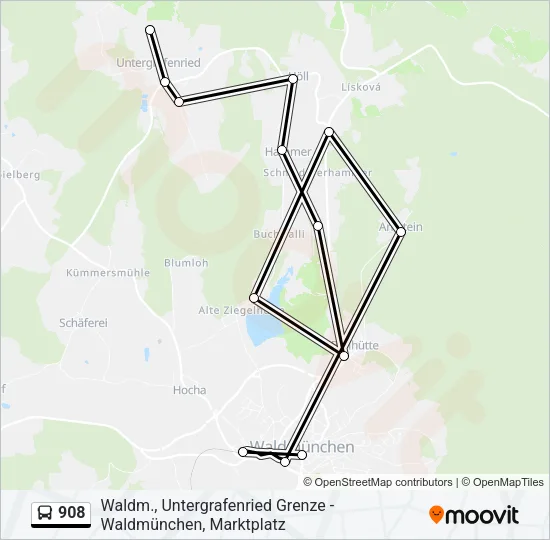 908 Bus Line Map