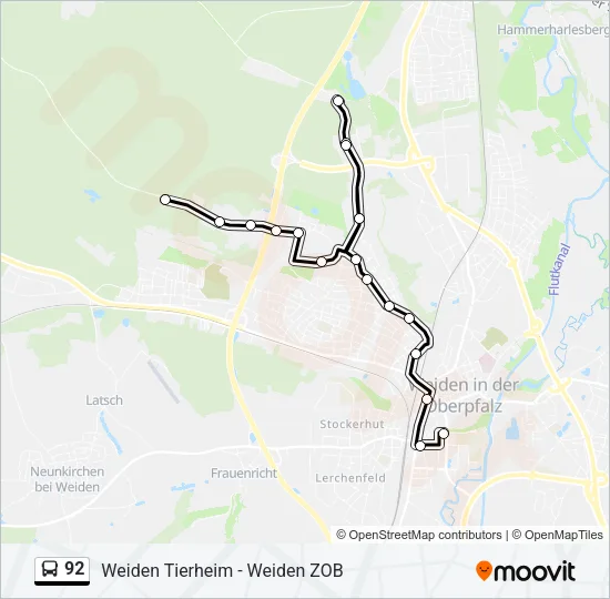92 Bus Line Map