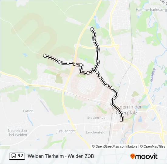 92 Bus Line Map
