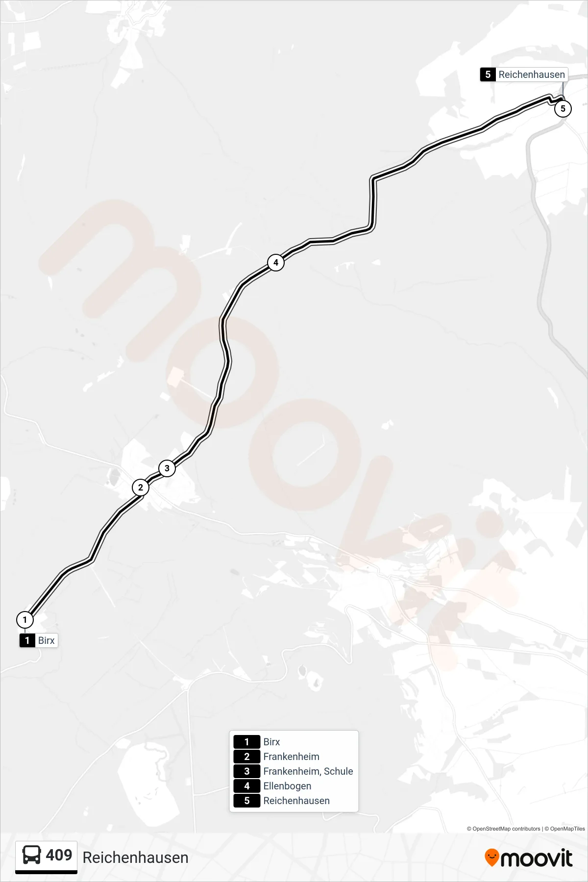 Linie 409 (Bus) Richtung Reichenhausen: Route und Haltestellen auf der Karte