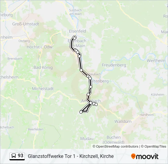 Автобус 93: карта маршрута