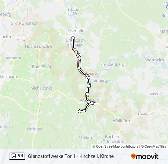 Автобус 93: карта маршрута