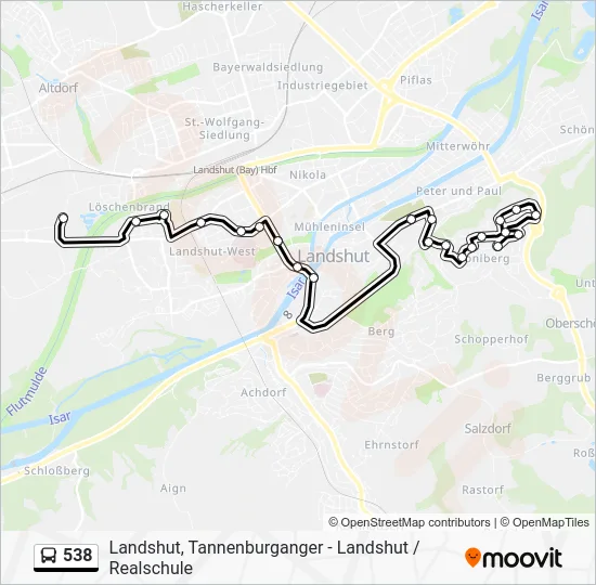 Автобус 538: карта маршрута