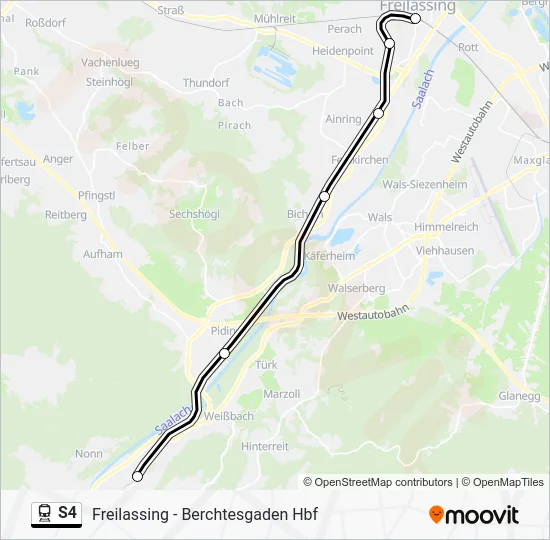 Поезд S4: карта маршрута