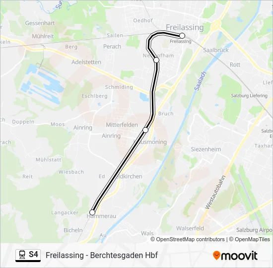 Поезд S4: карта маршрута