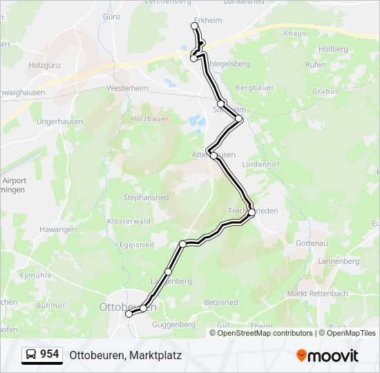 Автобус 954: карта маршрута