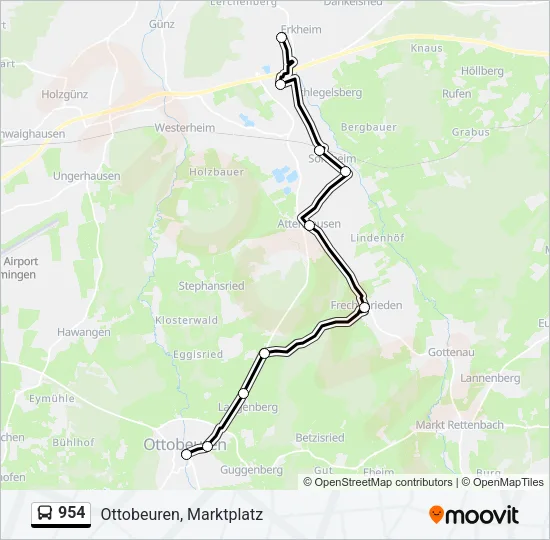 954 Bus Line Map