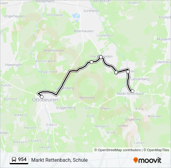 954 Bus Line Map