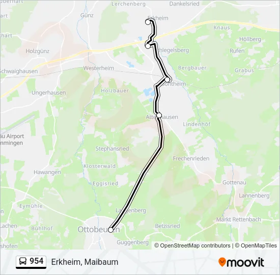 954 Bus Line Map