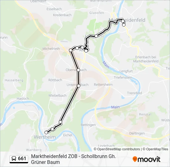 Автобус 661: карта маршрута