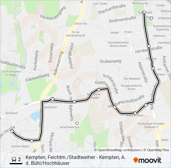 Автобус 2: карта маршрута