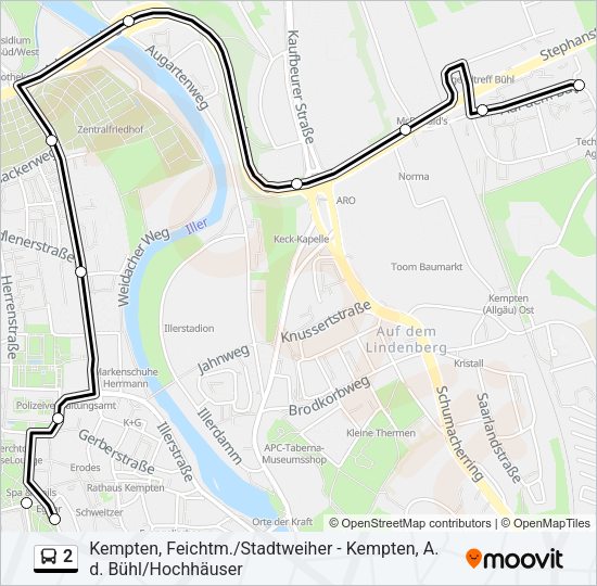 Автобус 2: карта маршрута