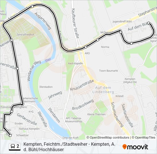 Автобус 2: карта маршрута