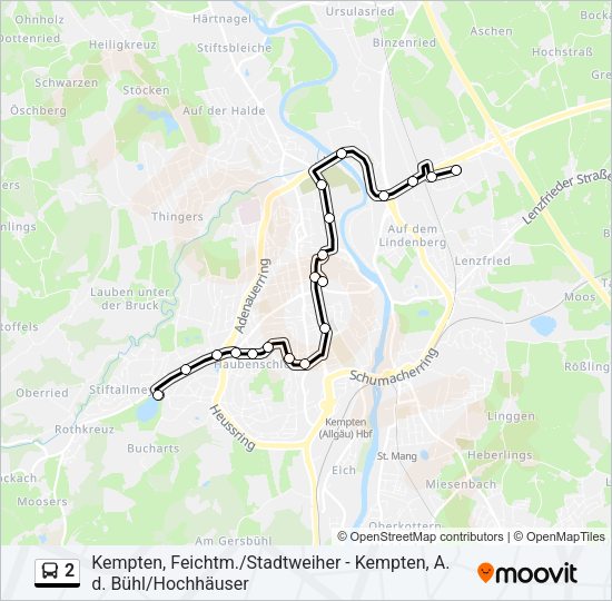 Автобус 2: карта маршрута