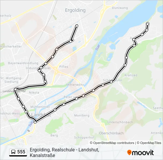 555 Bus Line Map