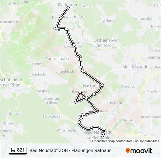 821 Bus Line Map