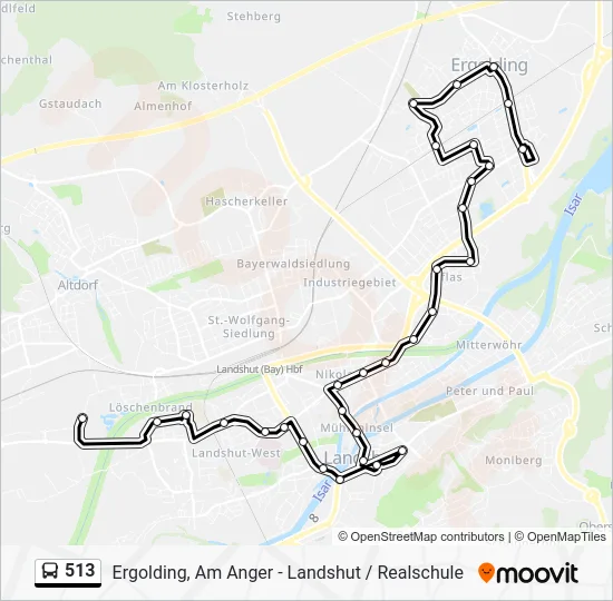 Автобус 513: карта маршрута