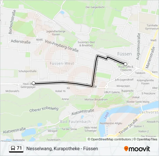 Автобус 71: карта маршрута