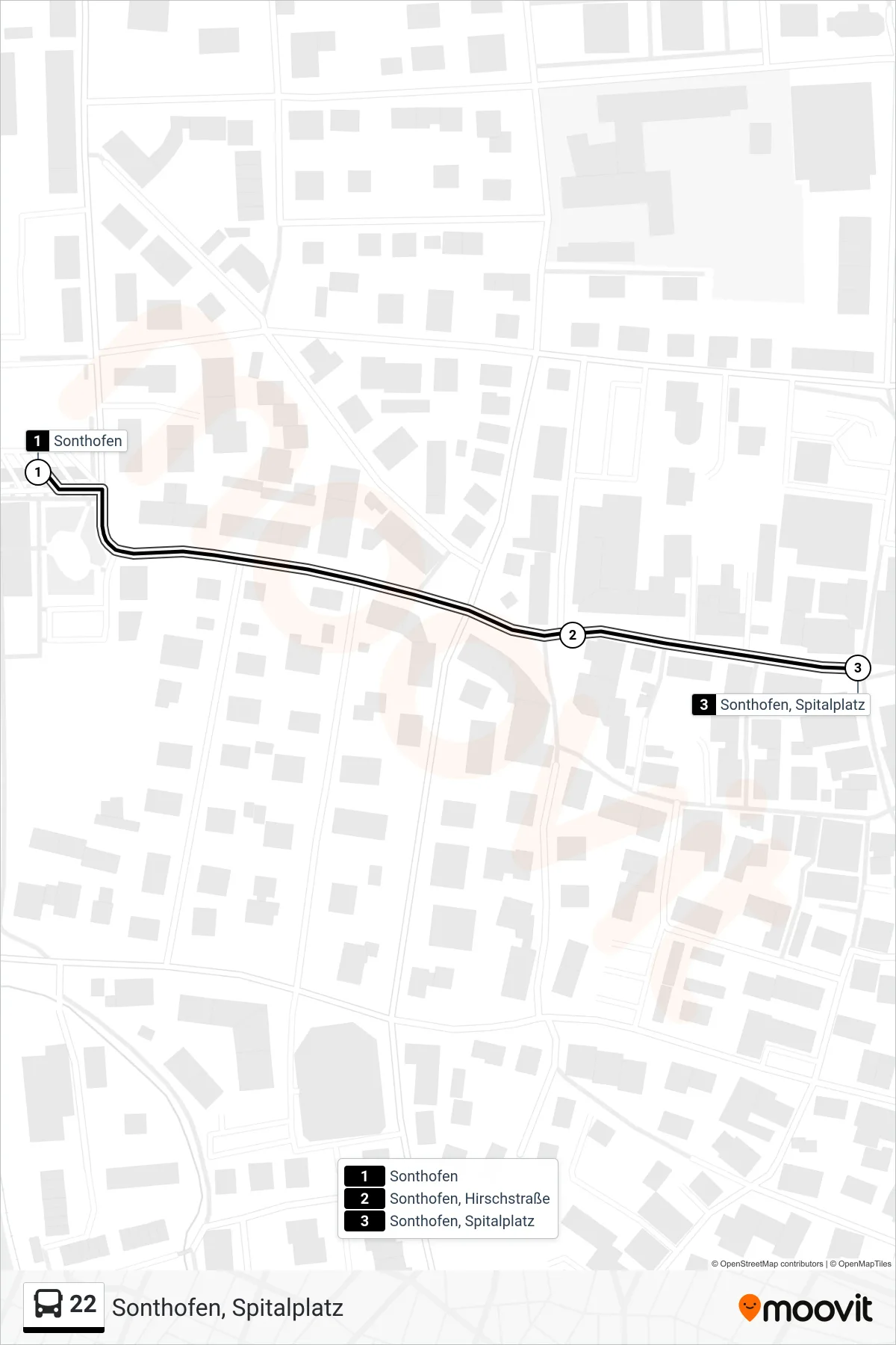 Linie 22 (Bus) Richtung Sonthofen, Spitalplatz: Route und Haltestellen auf der Karte