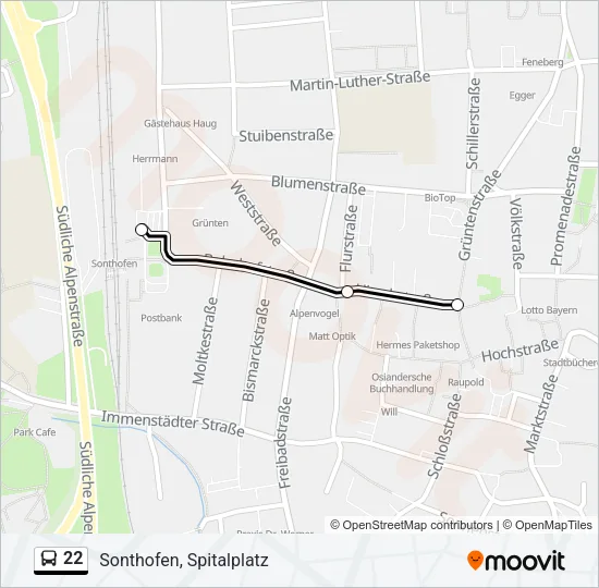 22 Bus Line Map