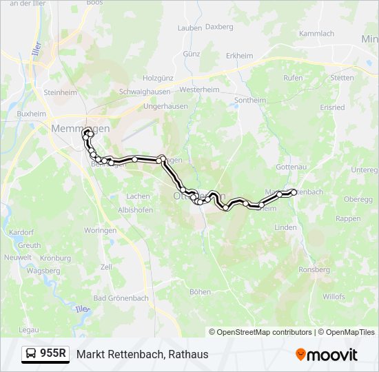 Автобус 955R: карта маршрута