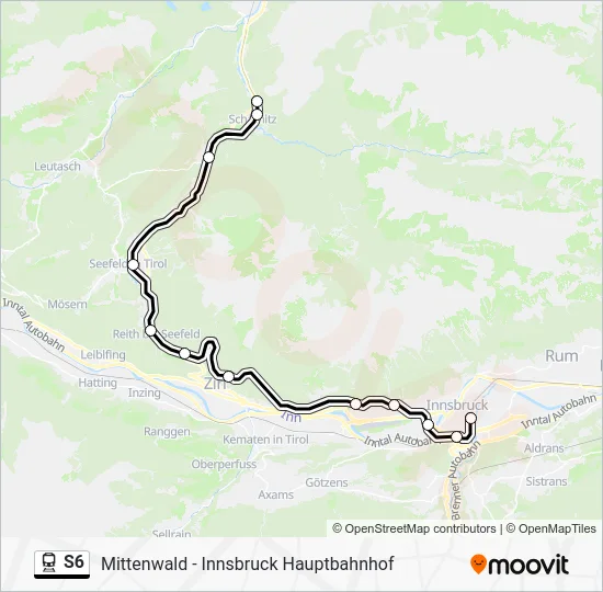 Поезд S6: карта маршрута