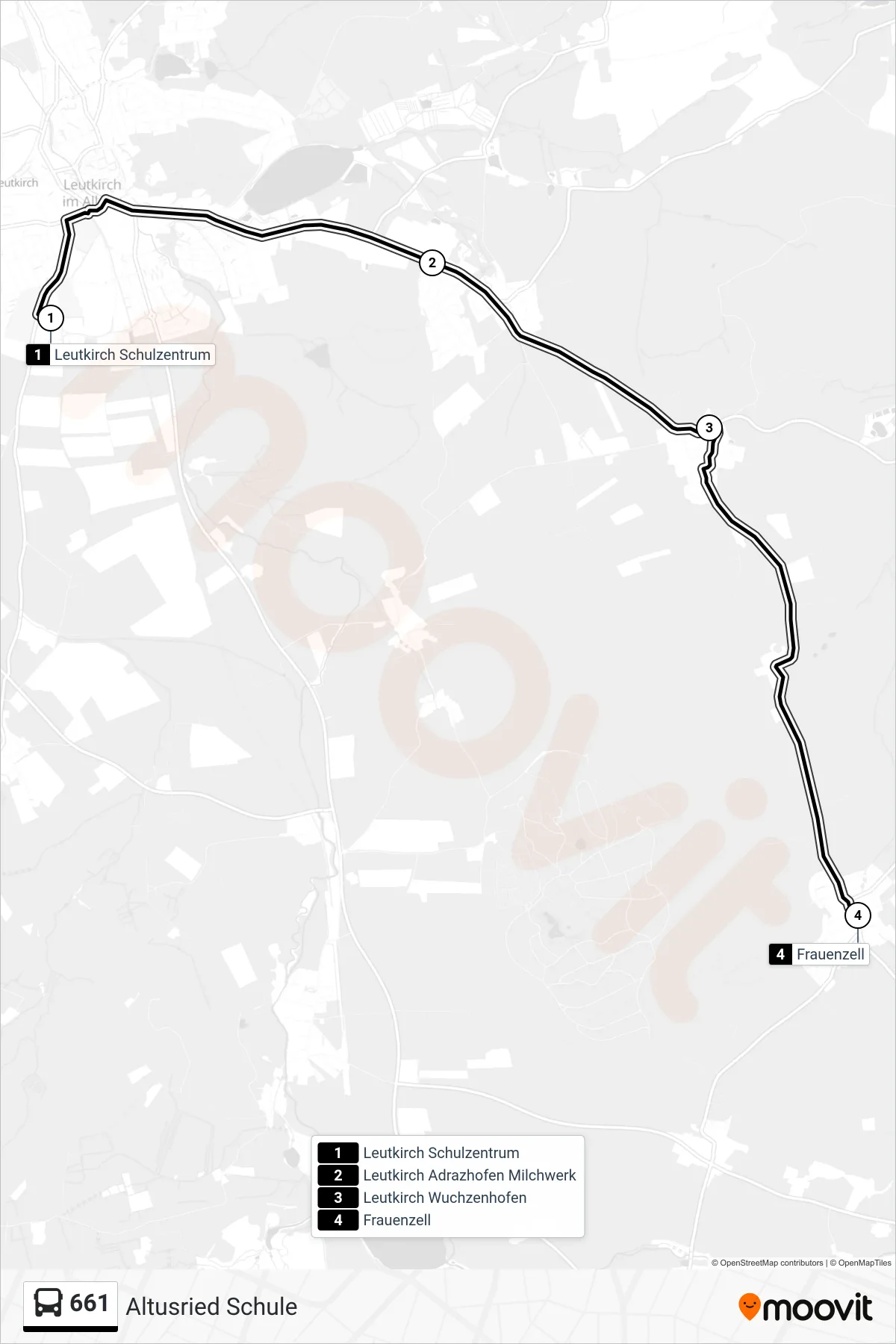 Linie 661 (Bus) Richtung Altusried Schule: Route und Haltestellen auf der Karte
