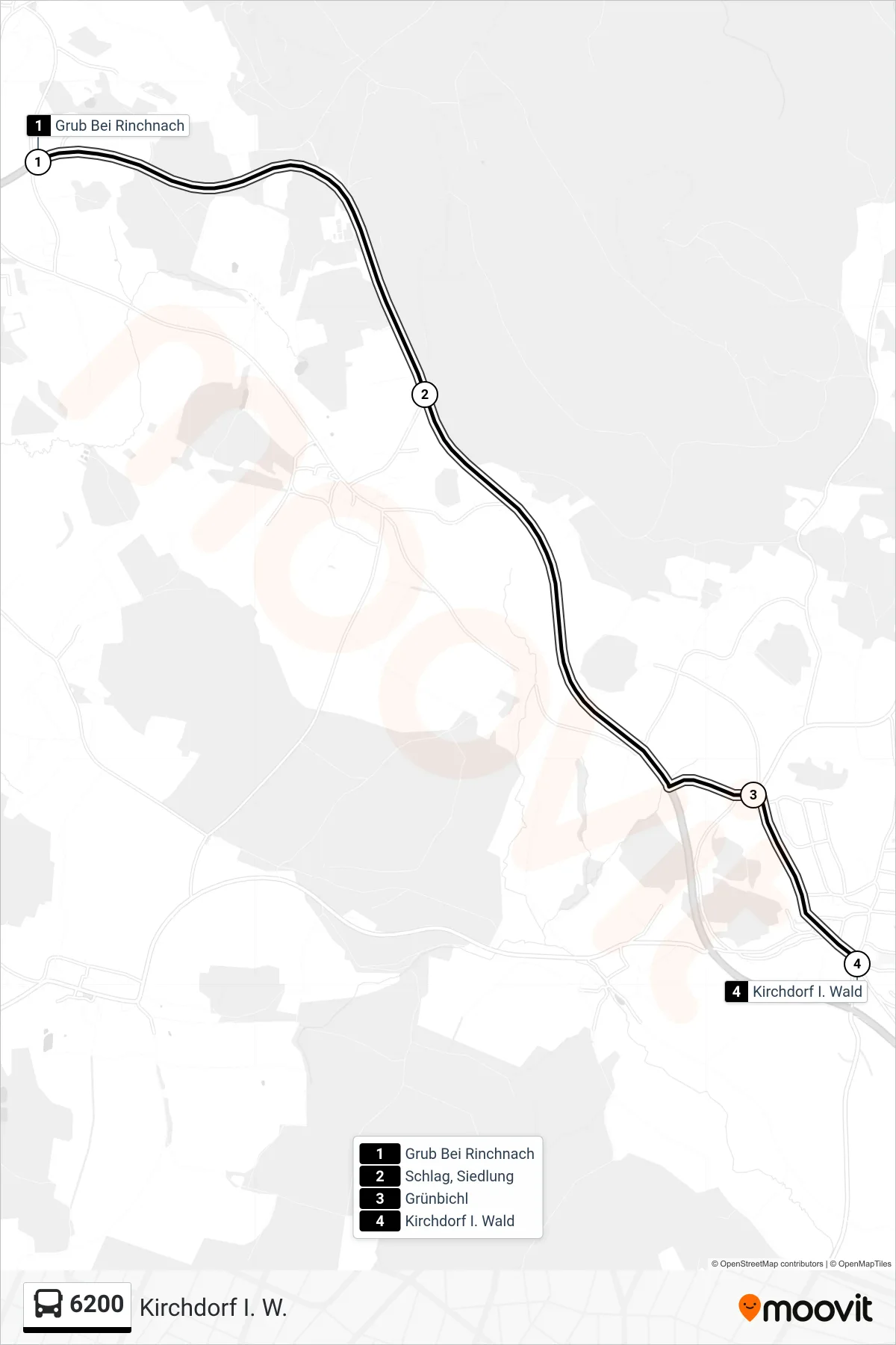 Linie 6200 (Bus) Richtung Kirchdorf I. W.: Route und Haltestellen auf der Karte