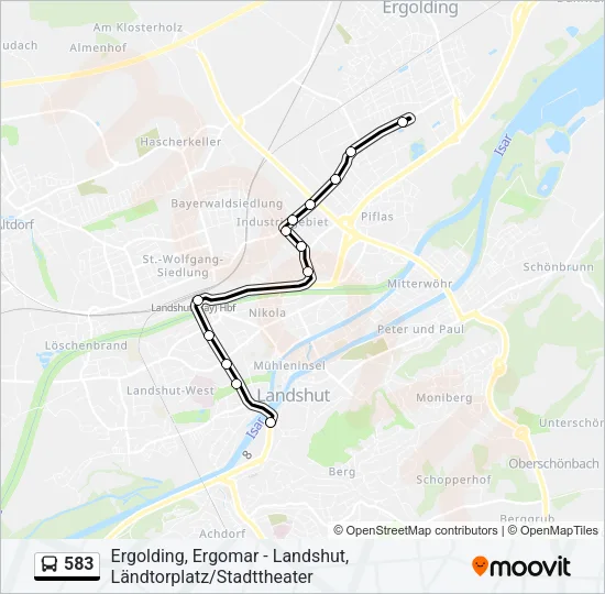 583 Bus Line Map