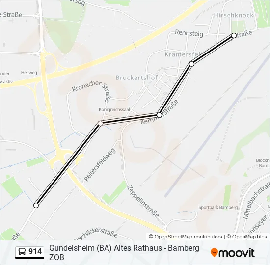 Автобус 914: карта маршрута